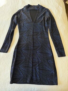 Sparkling Black and Blue Geometric Dress